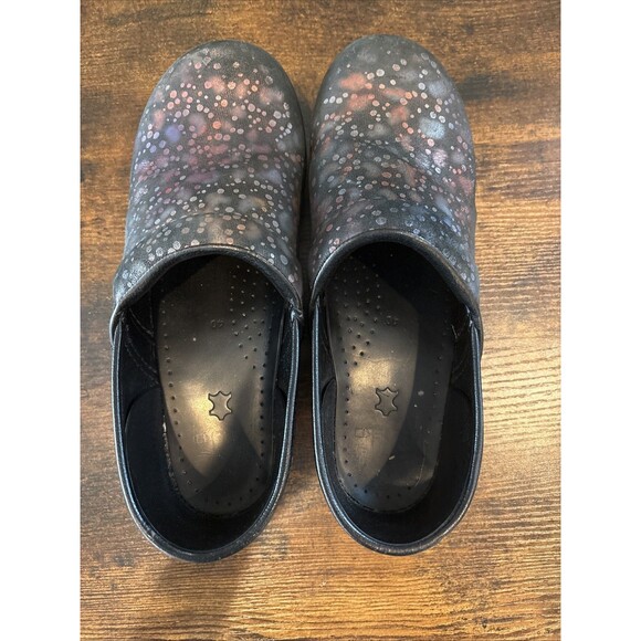 Dansko Professional Clog Womens 40 Leather Multicolor Polka Dot Purple Shoes - Picture 4 of 7